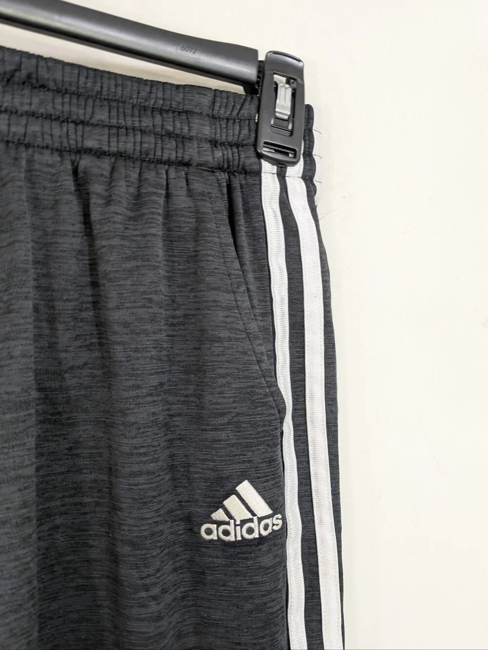 Adidas Pants - Charcoal Grey With White Triple Stripe - Size Large 14/16 Boys